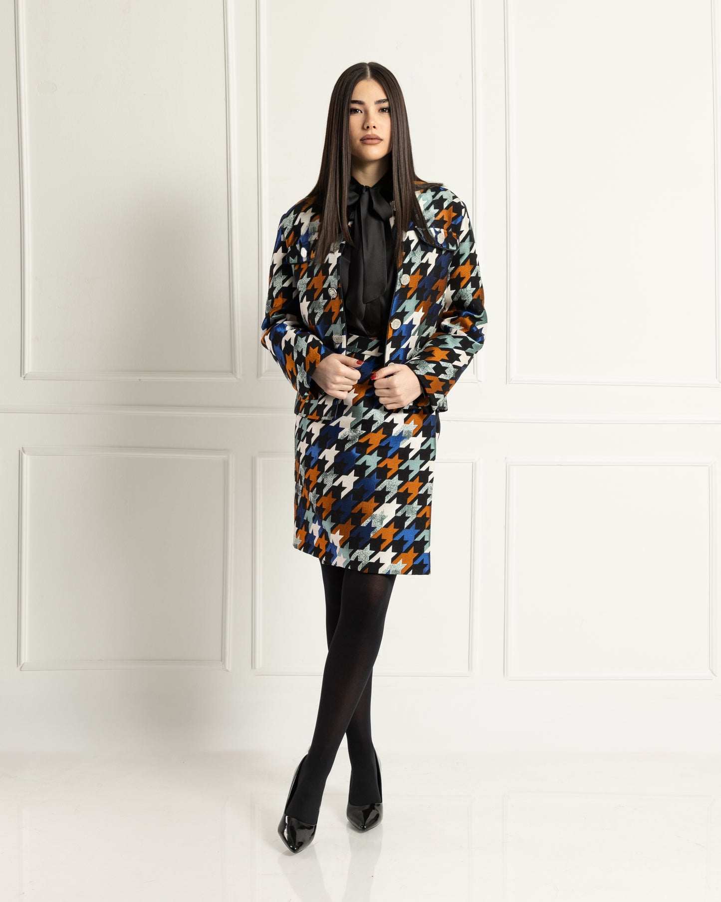Houndstooth Elegance Blazer