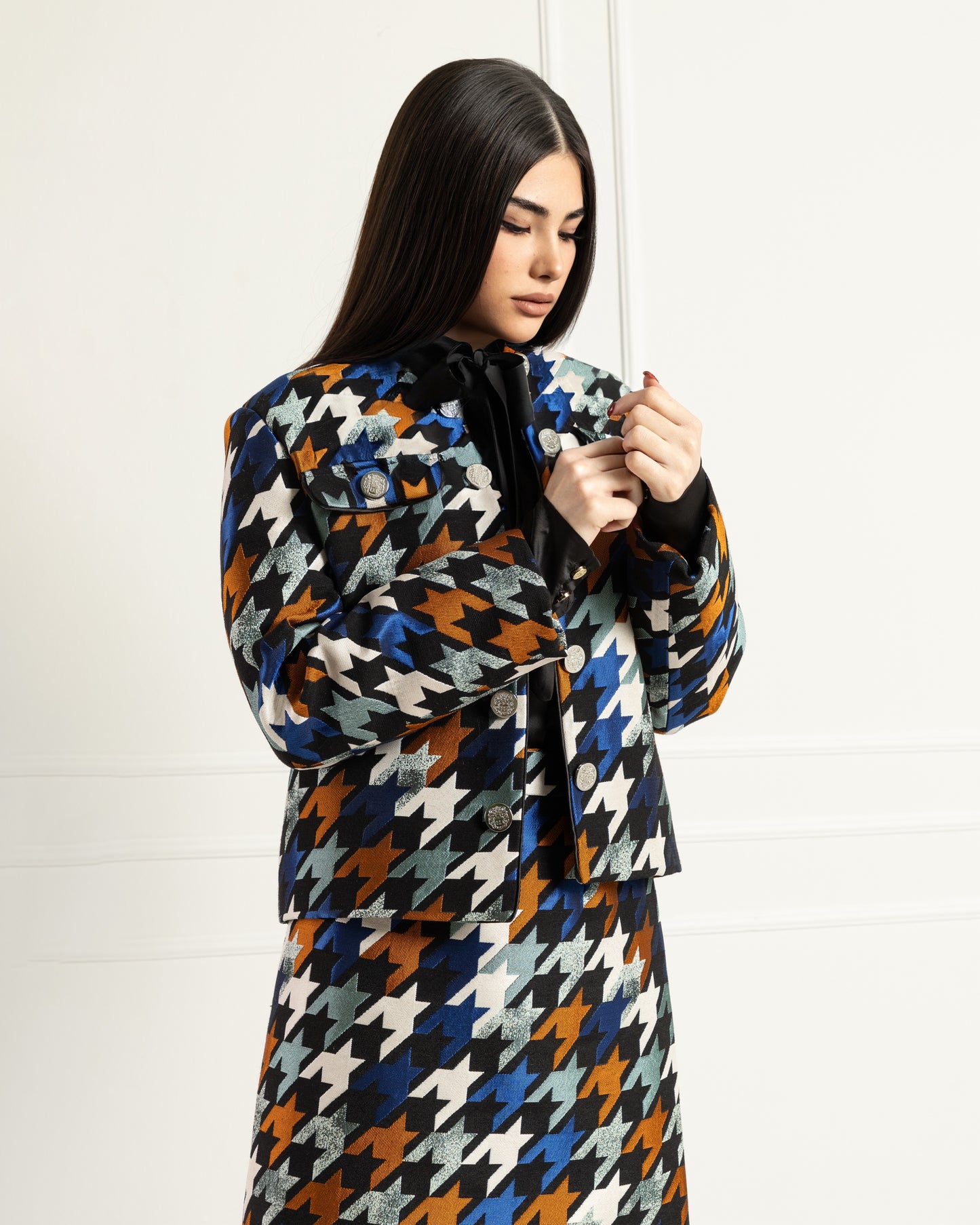 Houndstooth Elegance Blazer