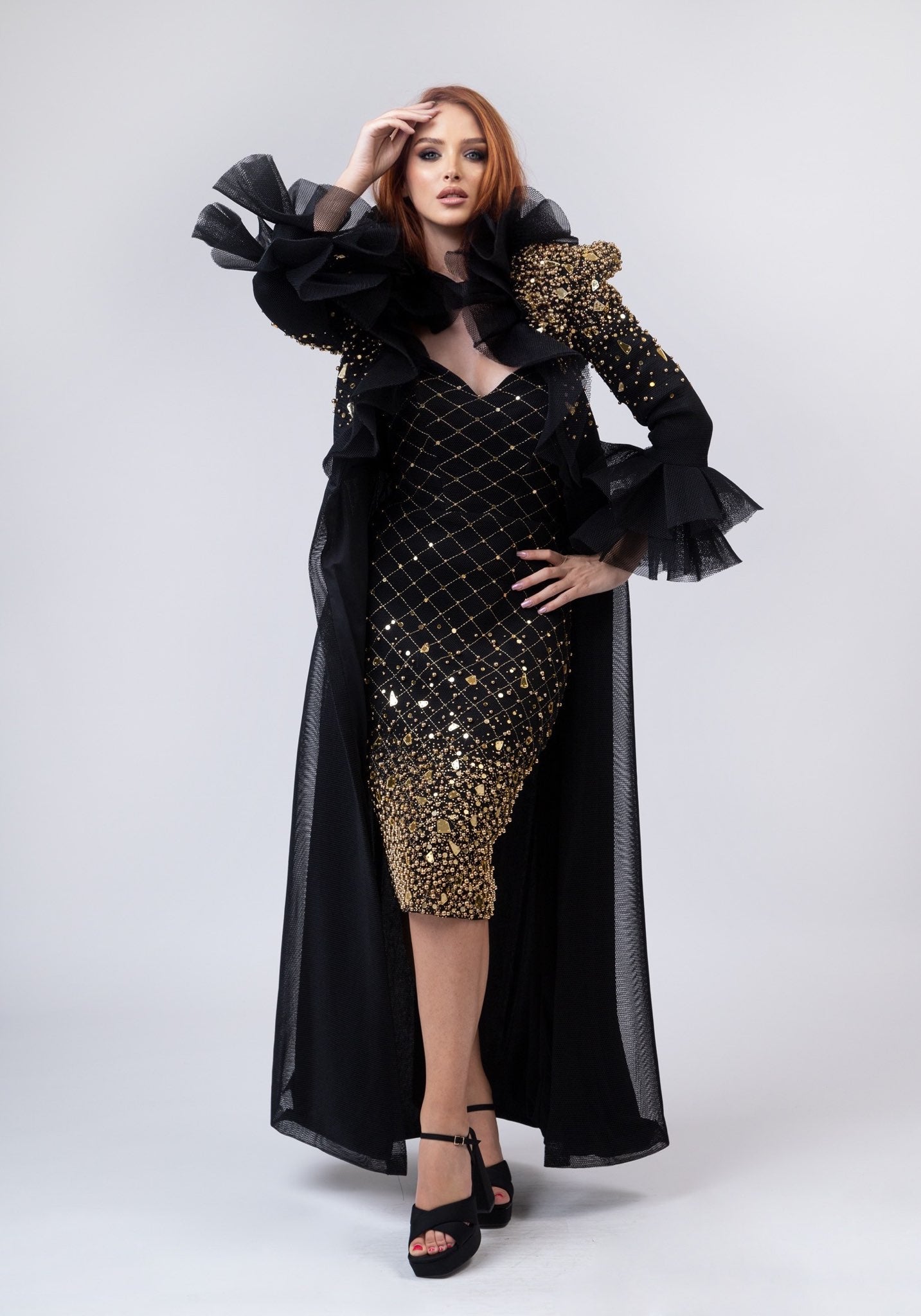 Black and gold dress