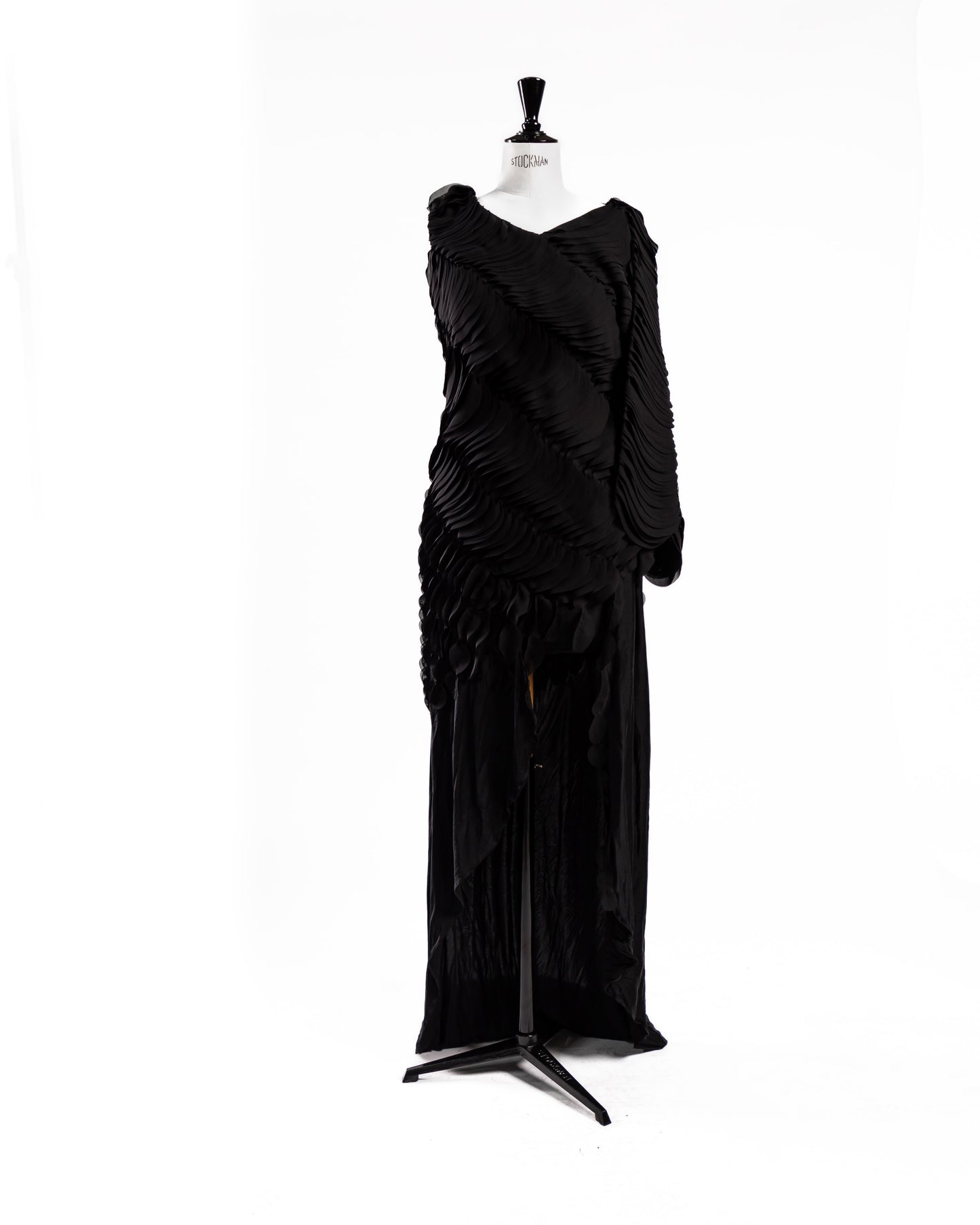 Black silk layered dress