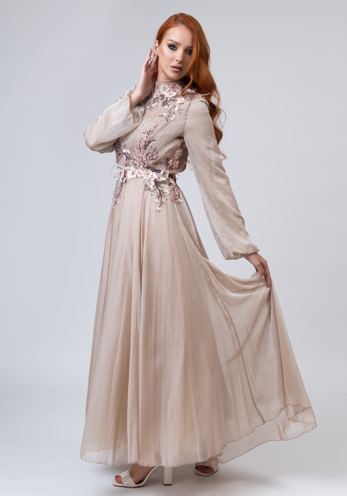 Beige romantic dress