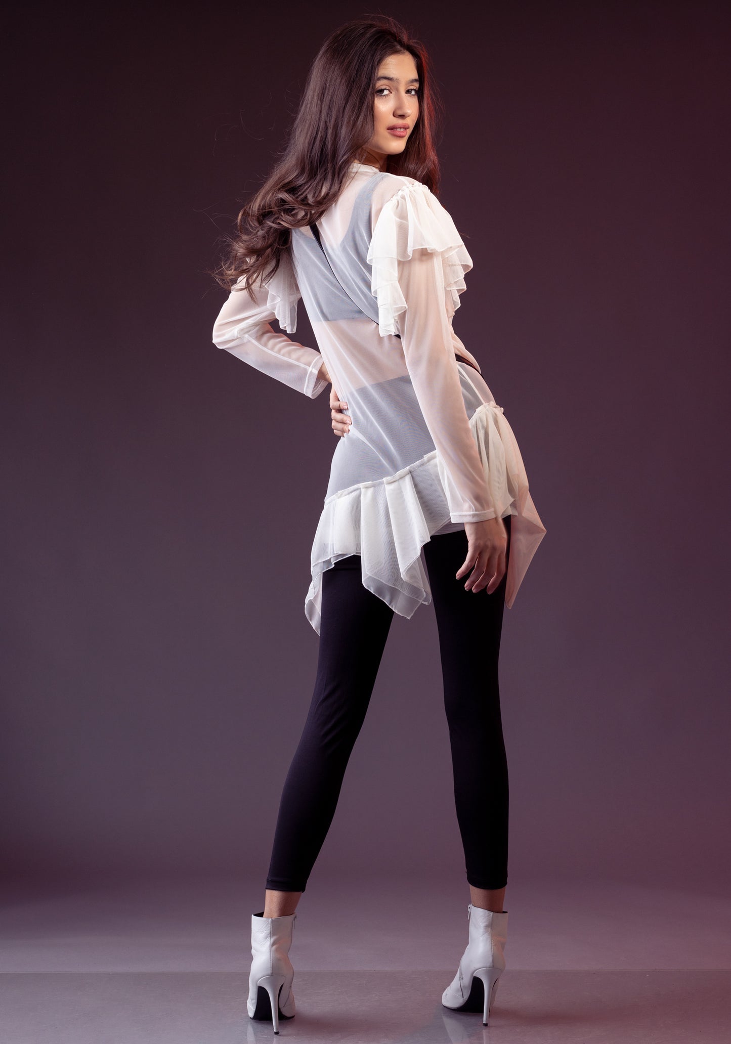 Sheer Ruffle Blouse