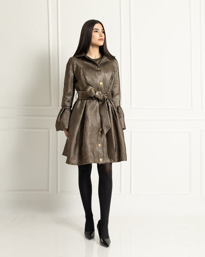 Luminous Belted Trench Coat & Dress set