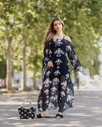 Angels Whisper Kaftan Dress – Noir