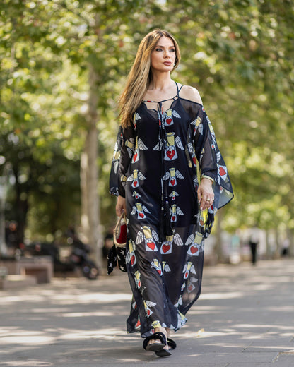 Angels Whisper Kaftan Dress – Noir