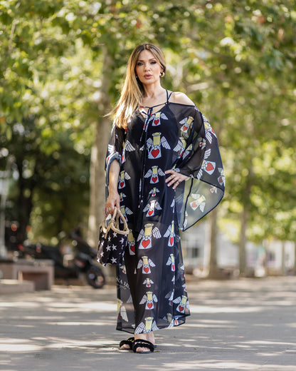 Angels Whisper Kaftan Dress – Noir