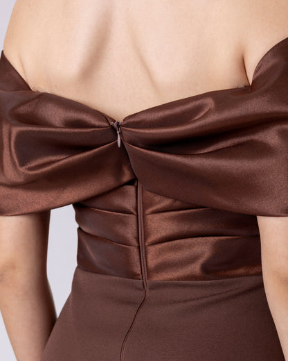 Satin Sculpted Bow Midi Dress