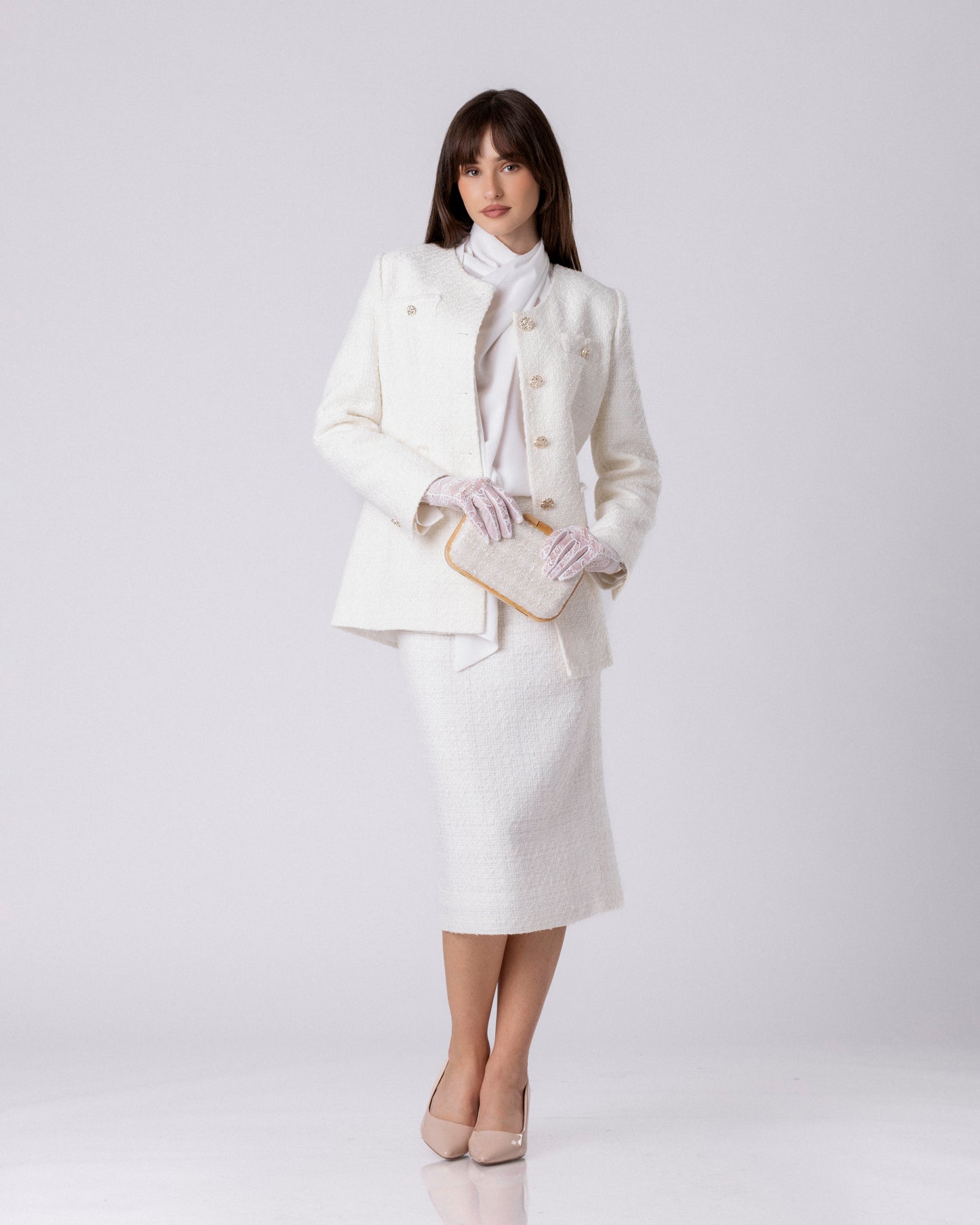 The Crest Ivory Tweed Blazer