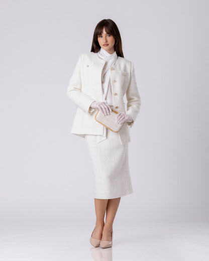 The Crest Ivory Tweed Blazer