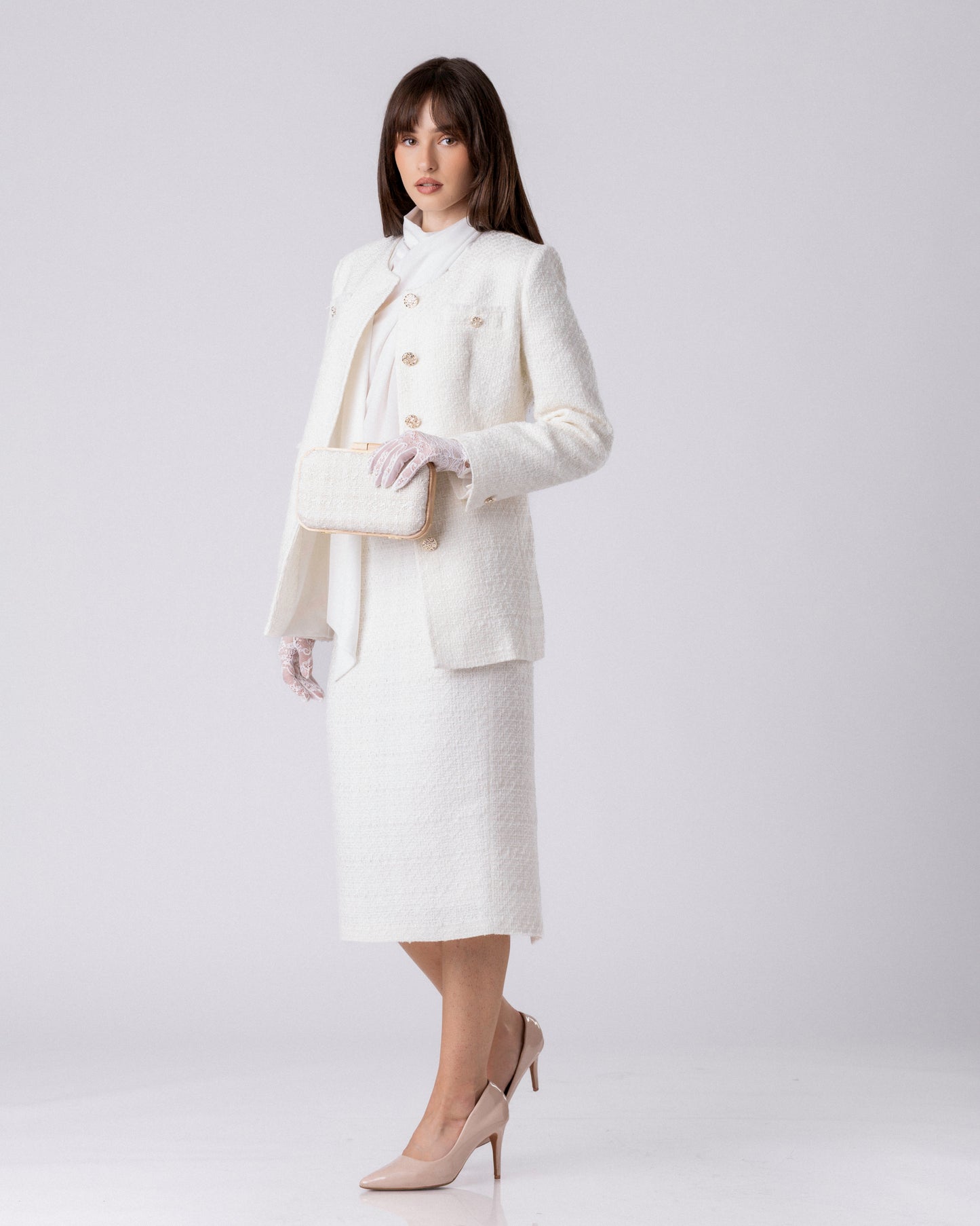 The Crest Ivory Tweed Blazer