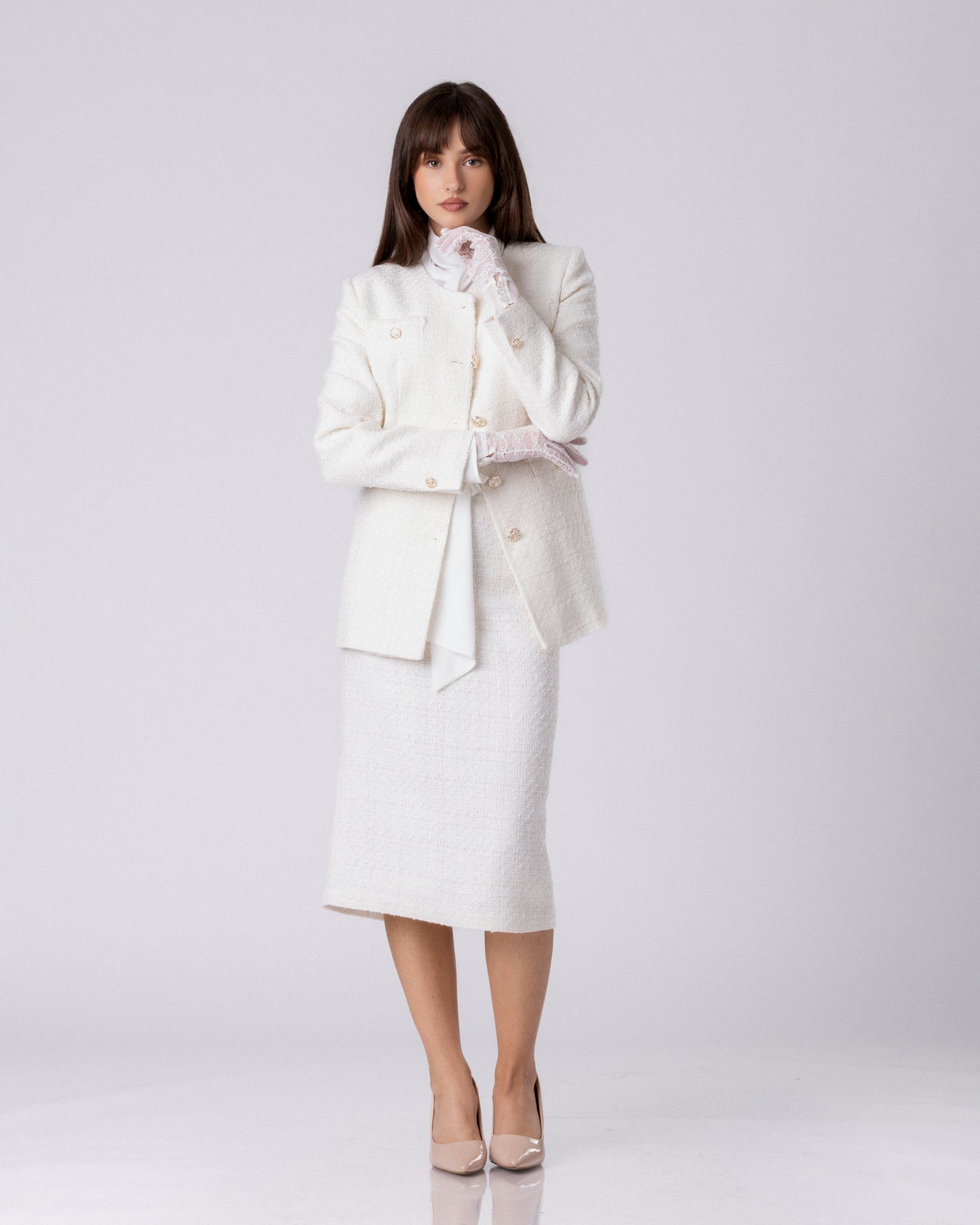 The Crest Ivory Tweed Blazer