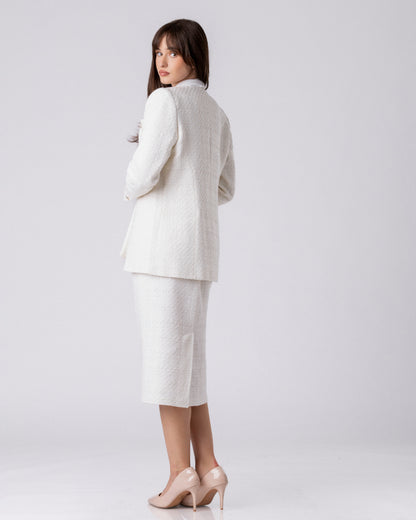 The Crest Ivory Tweed Pencil Skirt