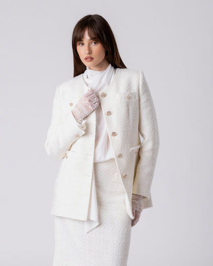 The Crest Ivory Tweed Blazer