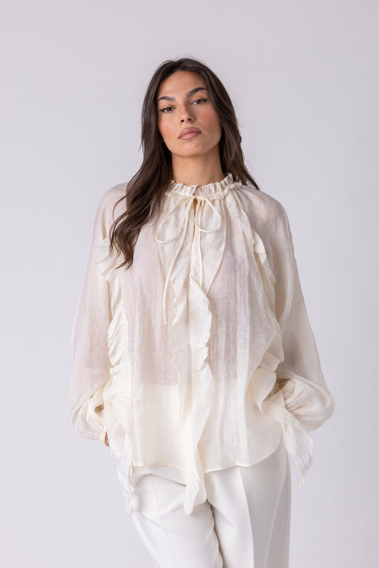 Althea Sheer Ruffle Blouse