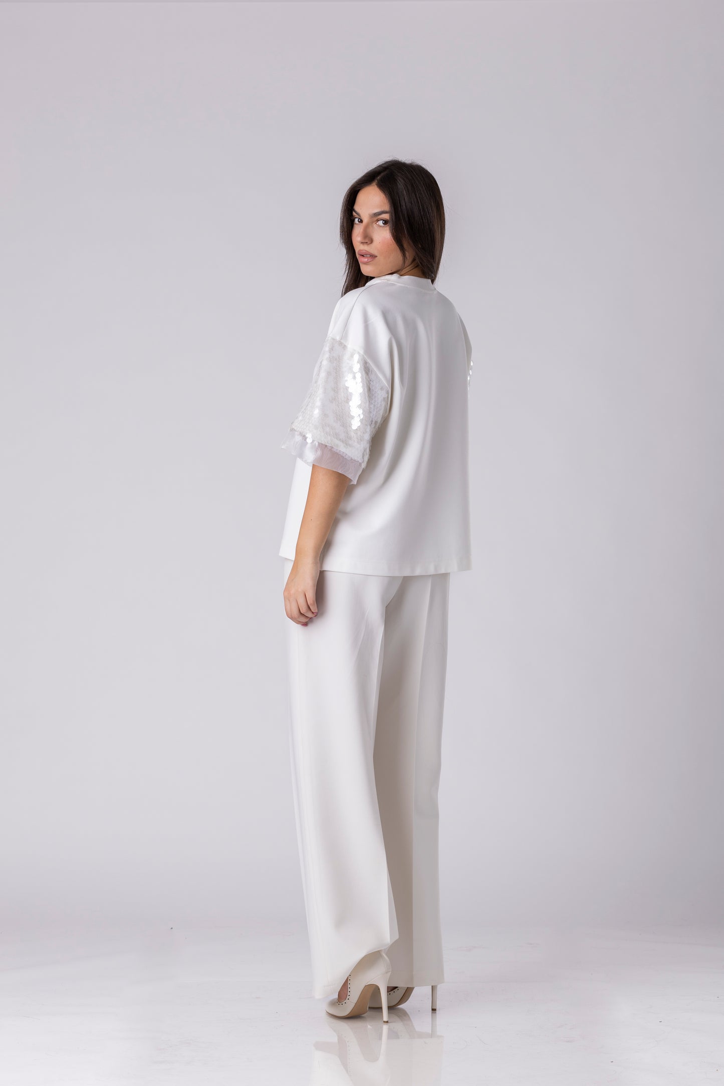 Lunea Sequin-Sleeve Blouse