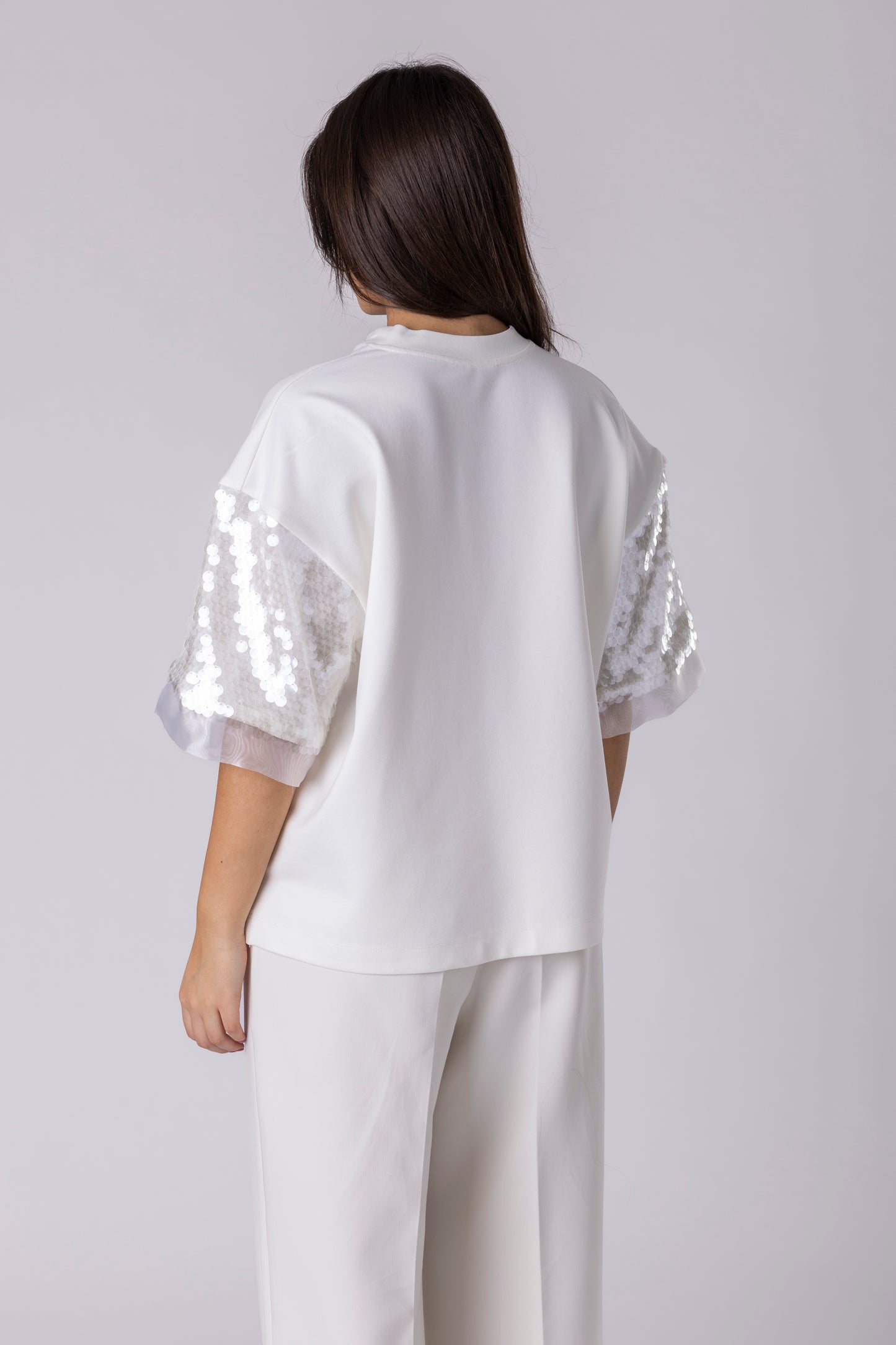 Lunea Sequin-Sleeve Blouse
