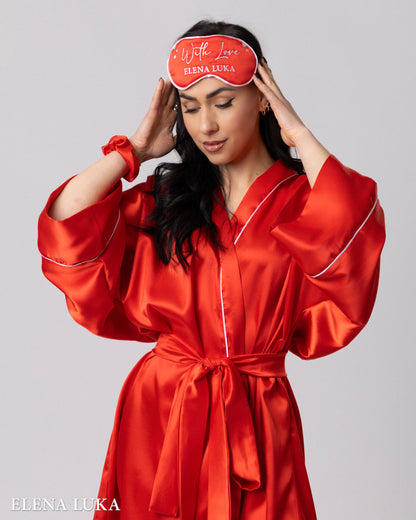 Robe Set with Eye Mask – With Love (Black)