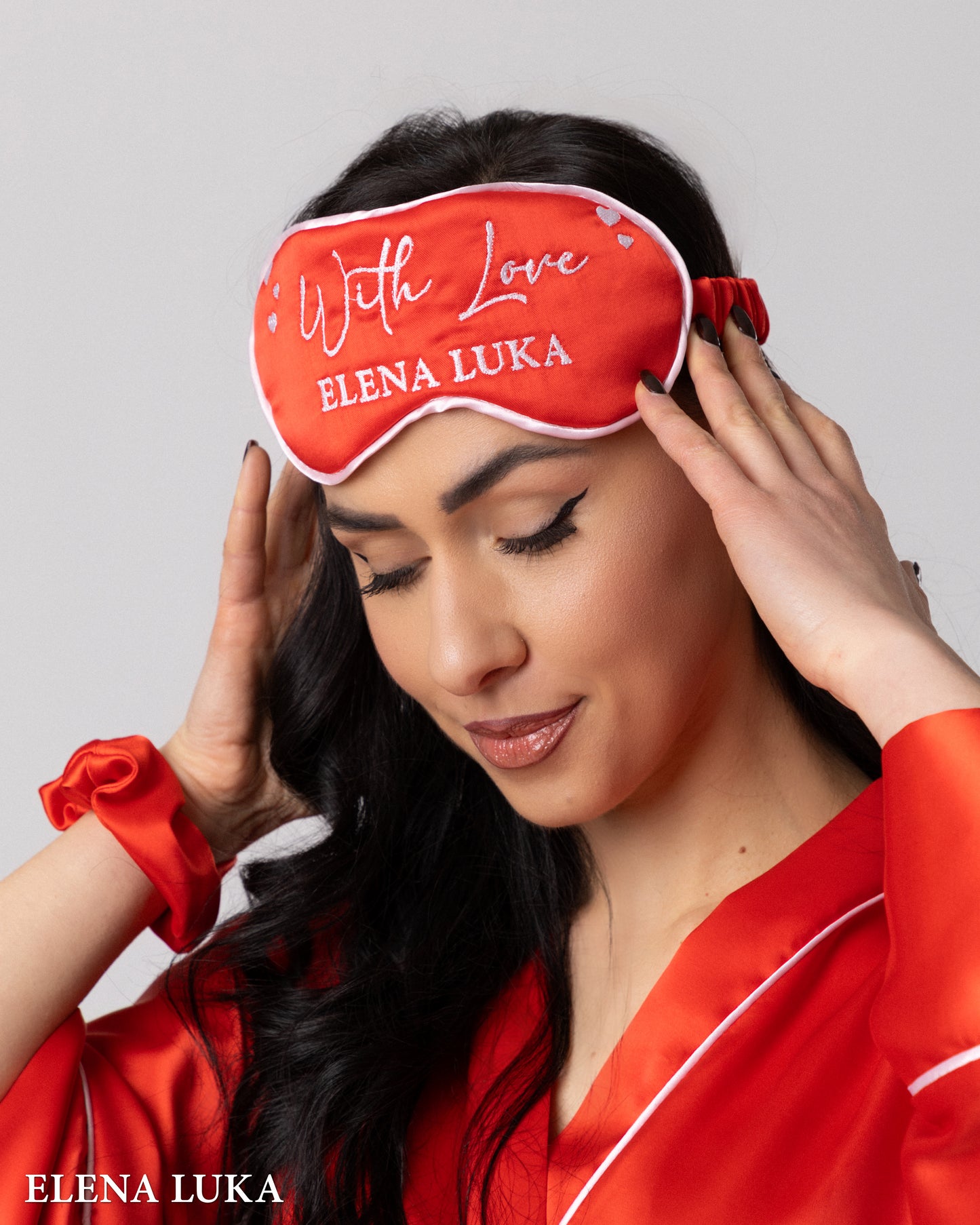 Robe Set with Eye Mask – With Love (Red)