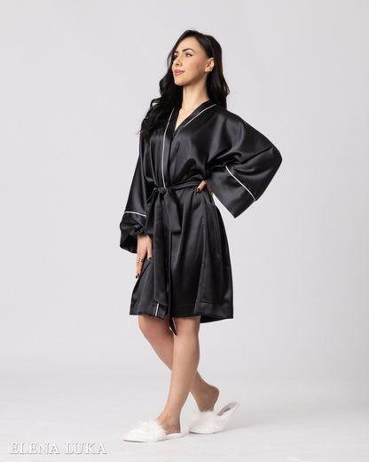 Robe Set with Eye Mask – With Love (Black)