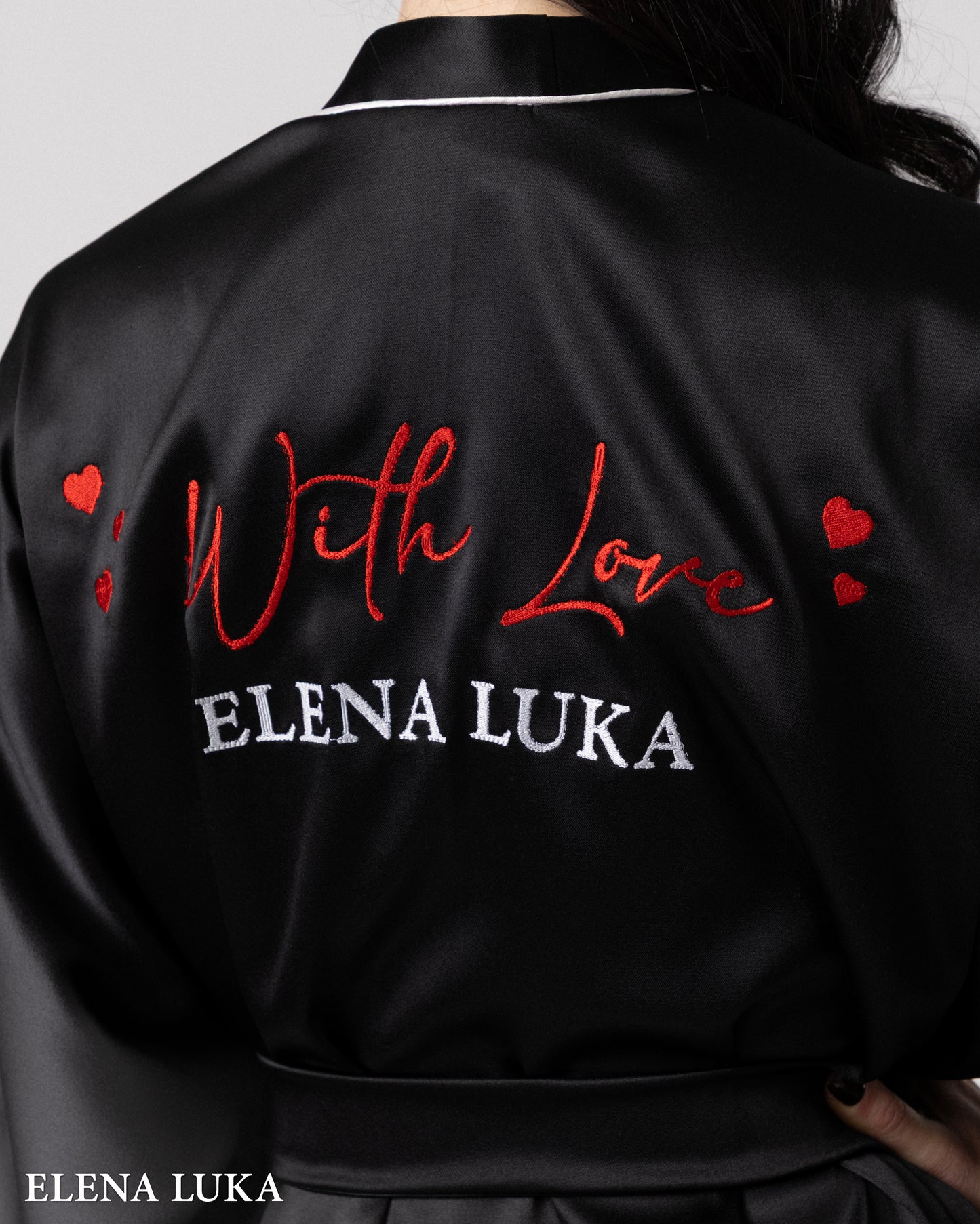 Robe Set with Eye Mask – With Love (Black)