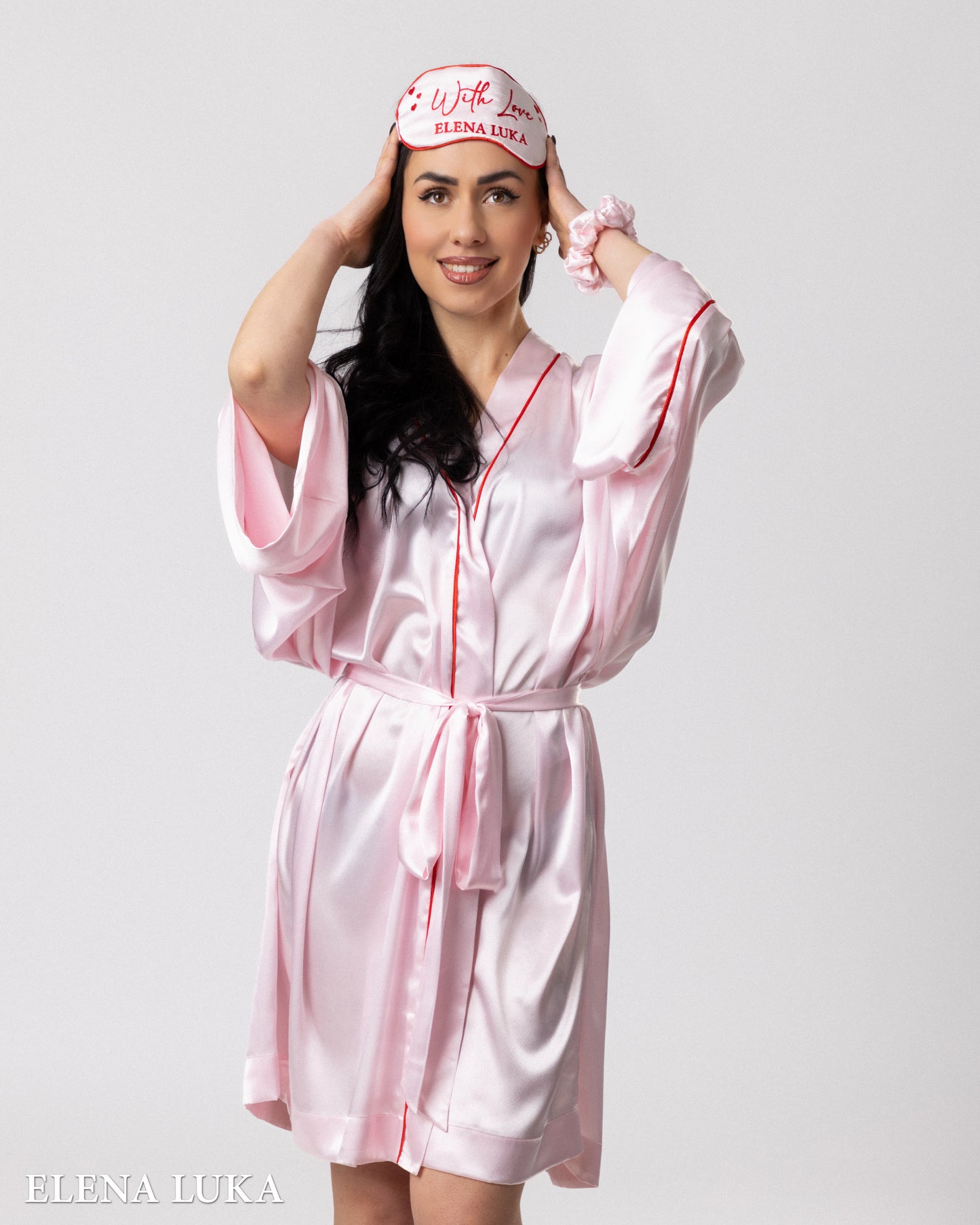 Robe Set with Eye Mask – With Love (Black)