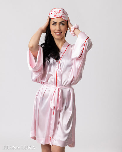 Robe Set with Eye Mask – With Love (Black)