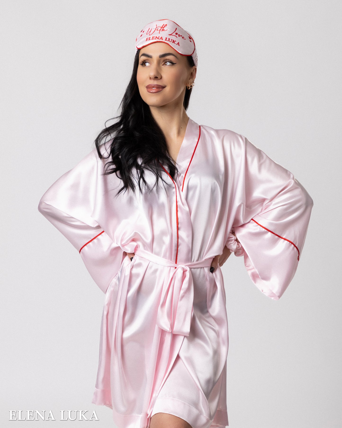 Robe Set with Eye Mask – With Love (Red)