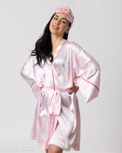 Robe Set with Eye Mask – With Love (Pink)