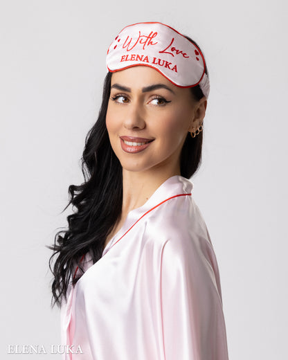 Robe Set with Eye Mask – With Love (Pink)