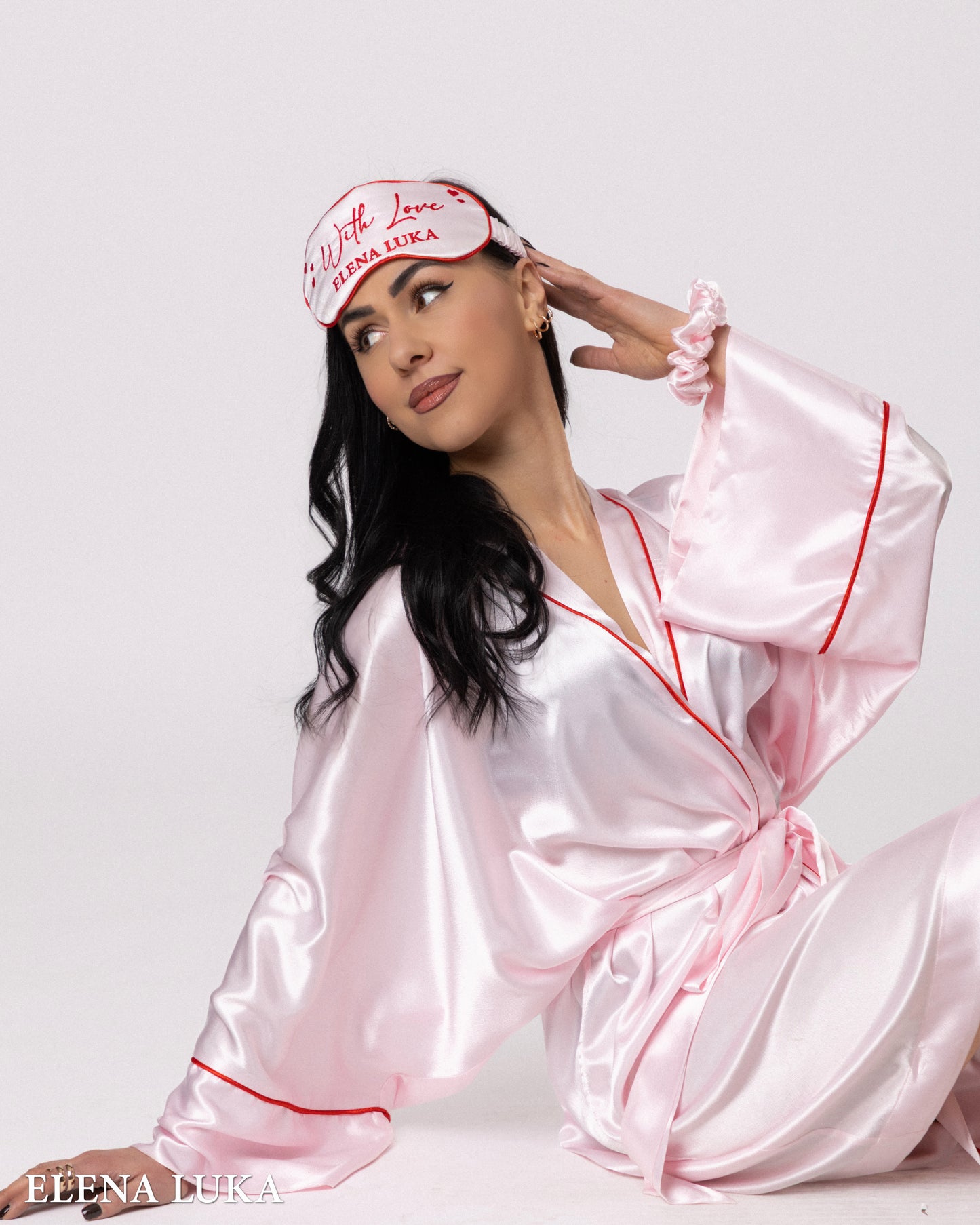 Robe Set with Eye Mask – With Love (Pink)