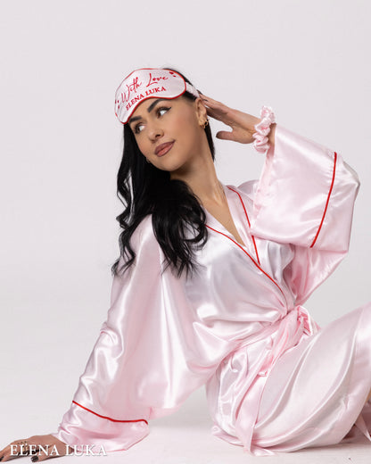 Robe Set with Eye Mask – With Love (Pink)