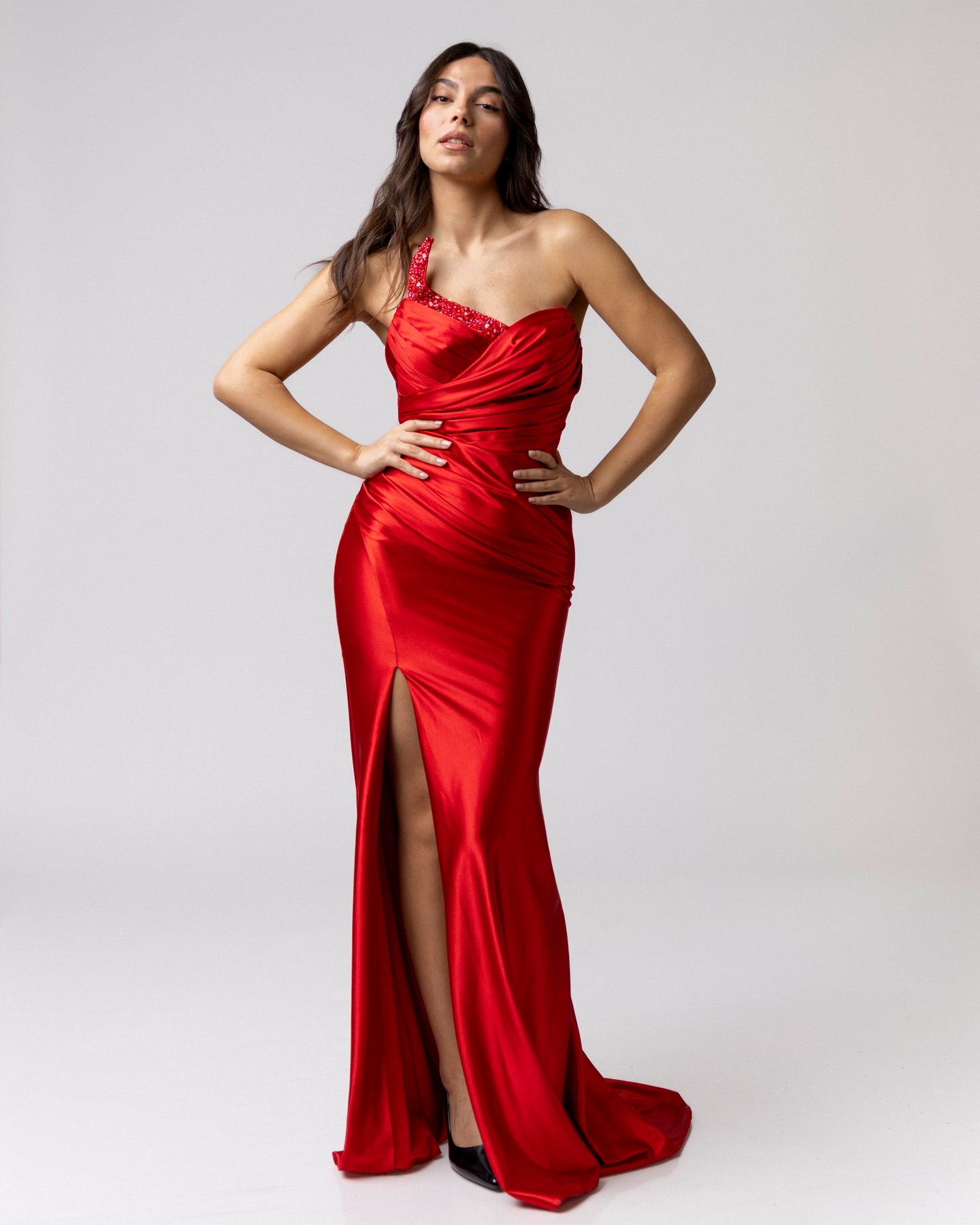 Ravenna One-Shoulder Satin Gown