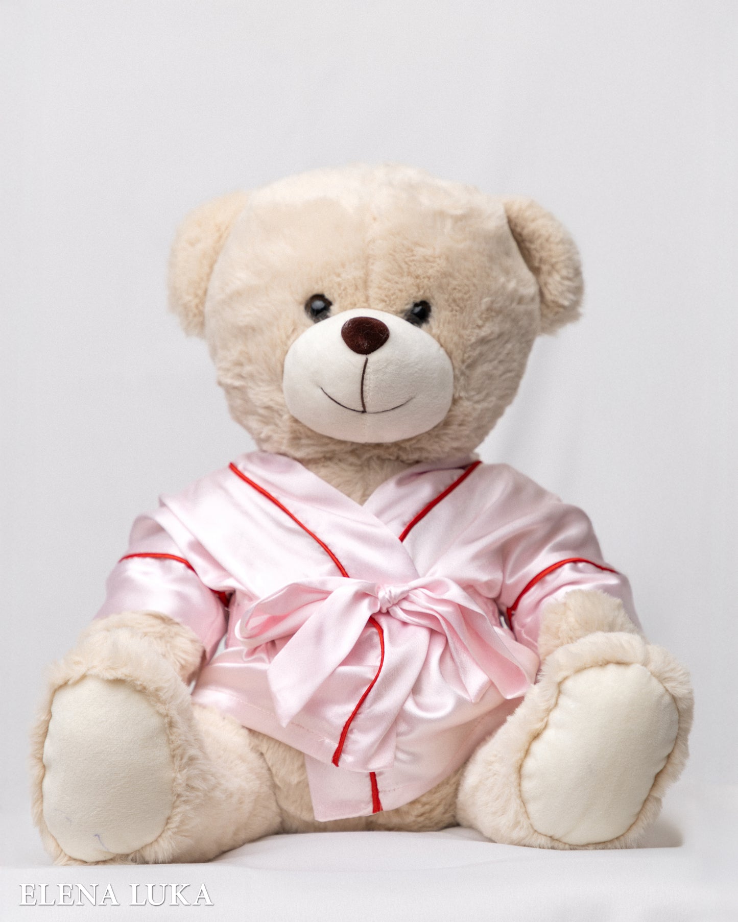 Satin Robe & Teddy Bear Set – With Love (Pink)