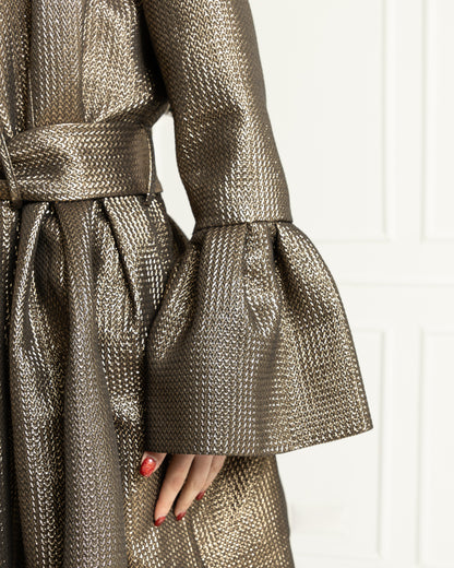 Luminous Belted Trench Coat & Dress set