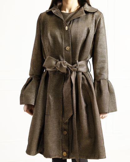 Luminous Belted Trench Coat & Dress set