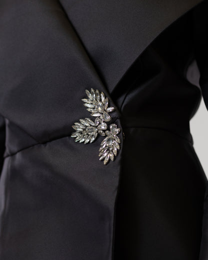 Opulent Collar Blazer & Satin Tailored Pants Set