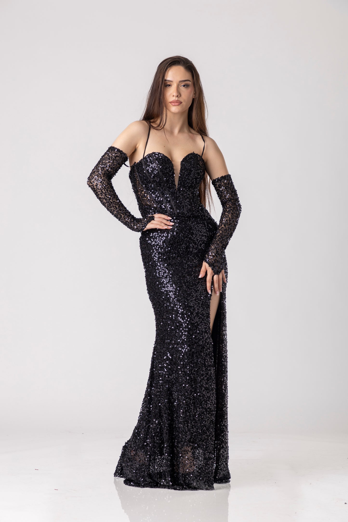 Zenara Sequin Corset Gown
