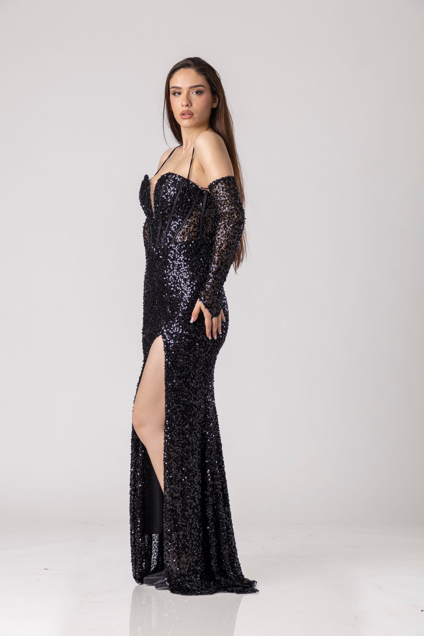 Zenara Sequin Corset Gown