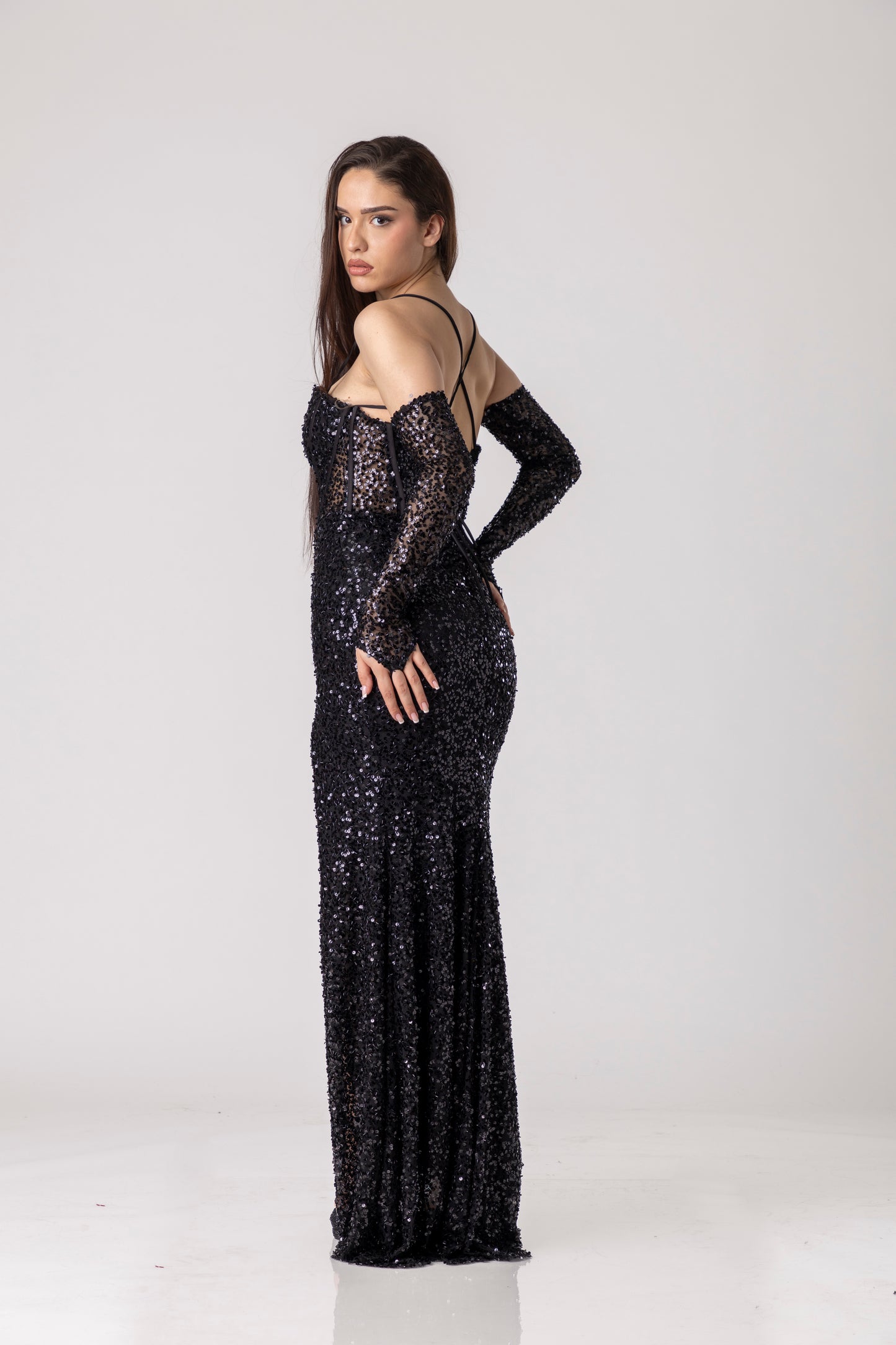 Zenara Sequin Corset Gown