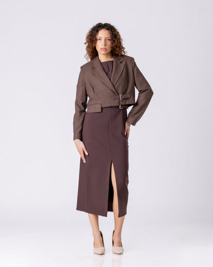 Structure Buckle Cropped Coat