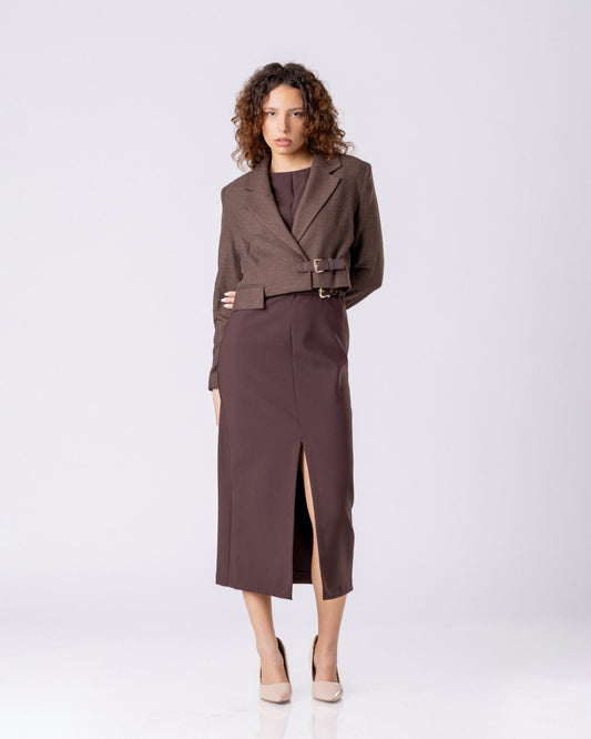 Structure Buckle Cropped Coat
