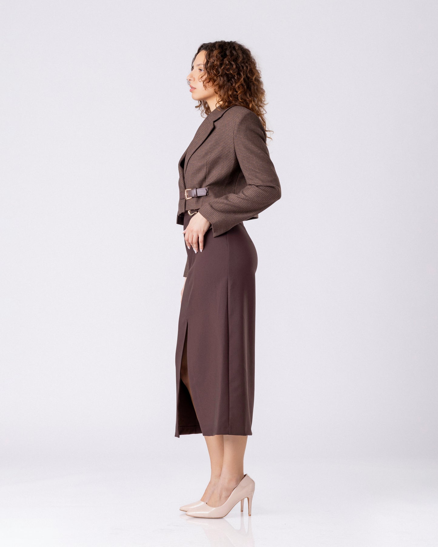 Structure Buckle Cropped Coat