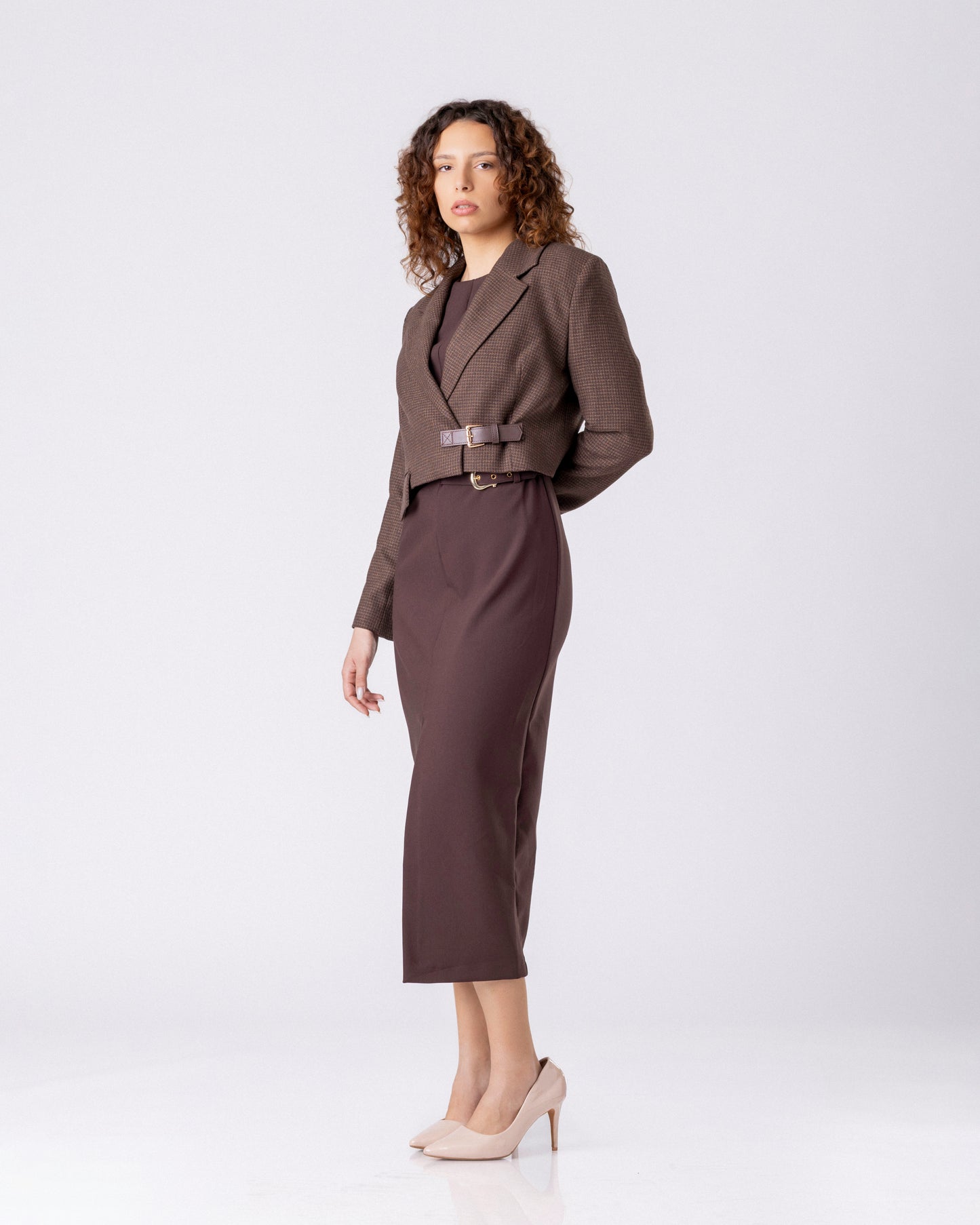 Structure Buckle Cropped Coat