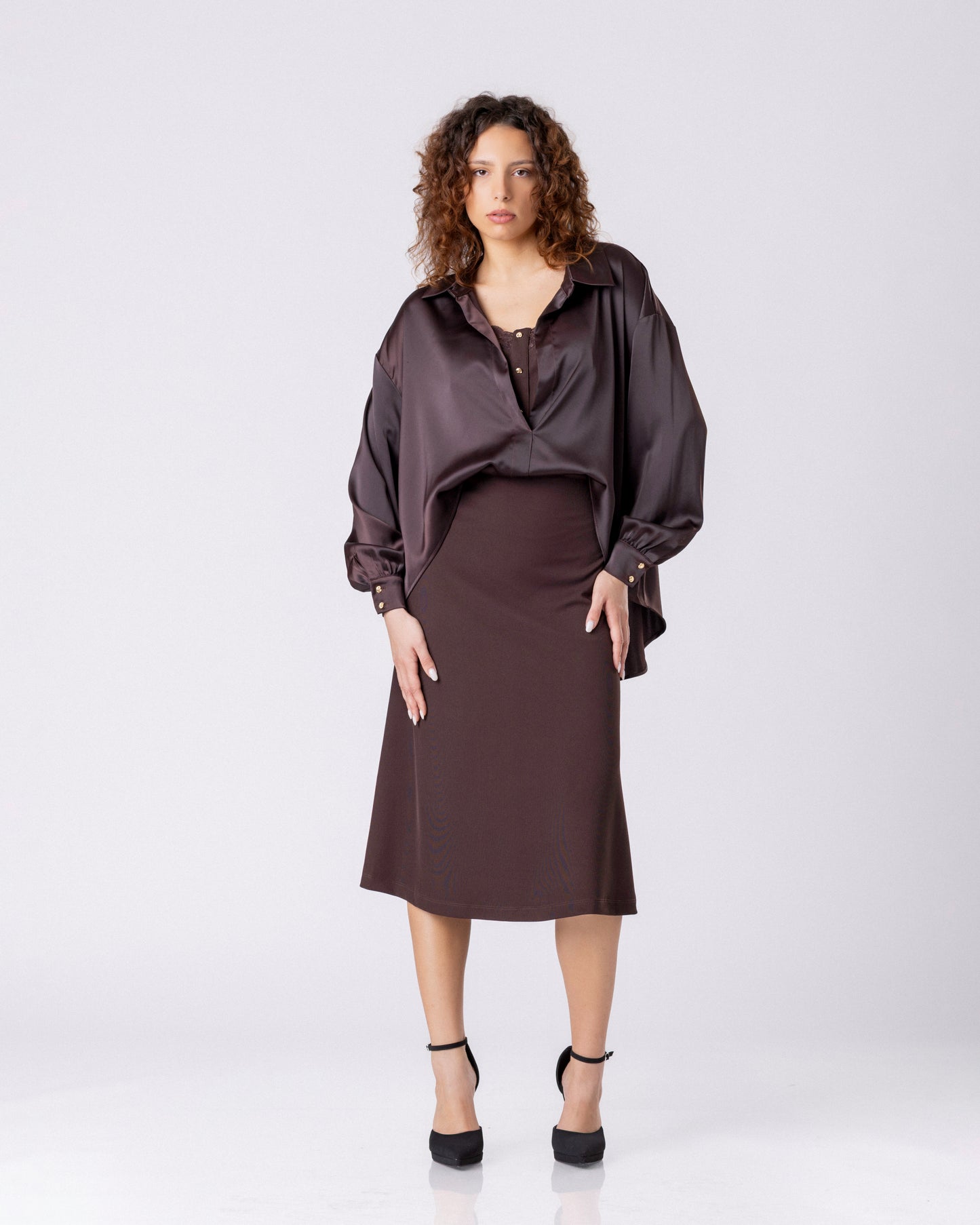 Velvet Noir Midi Dress