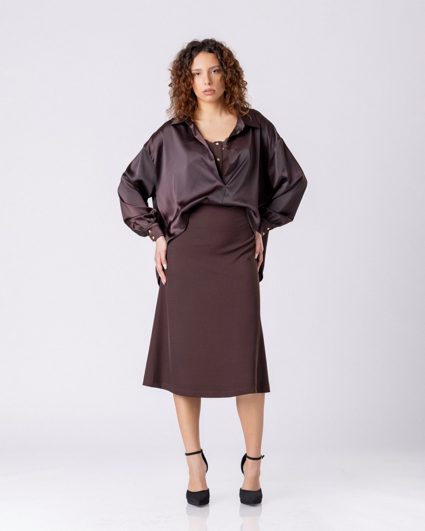 Velvet Noir Midi Dress