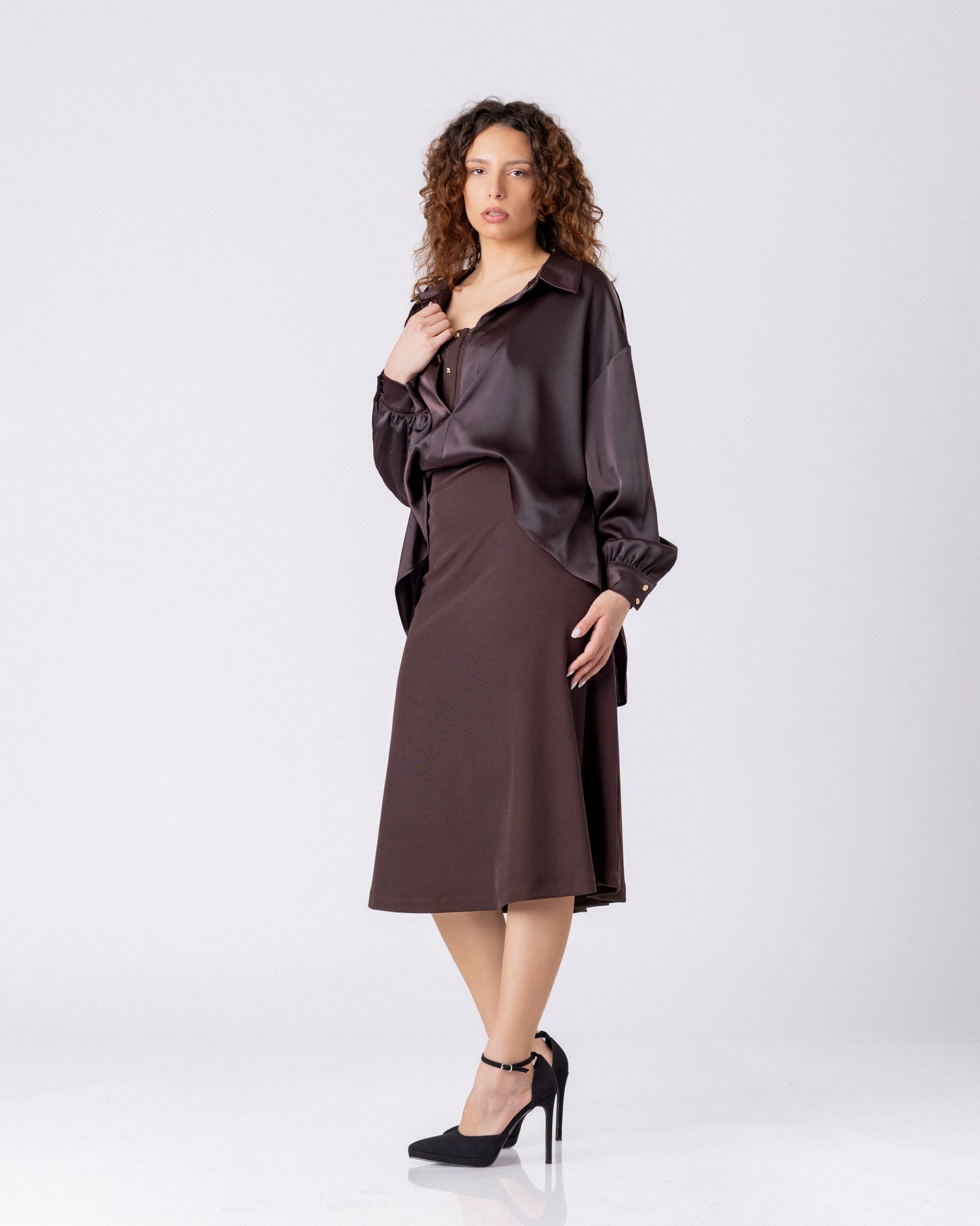 Velvet Noir Midi Dress