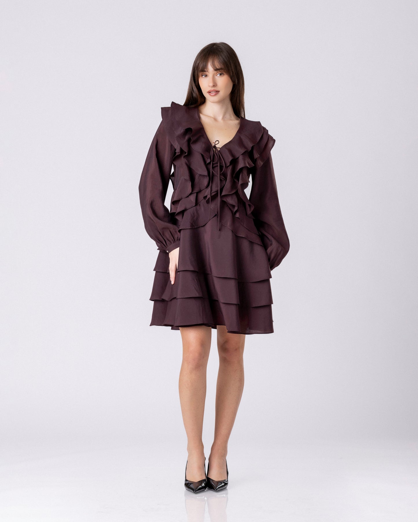 Aria Cascade Ruffle Dress