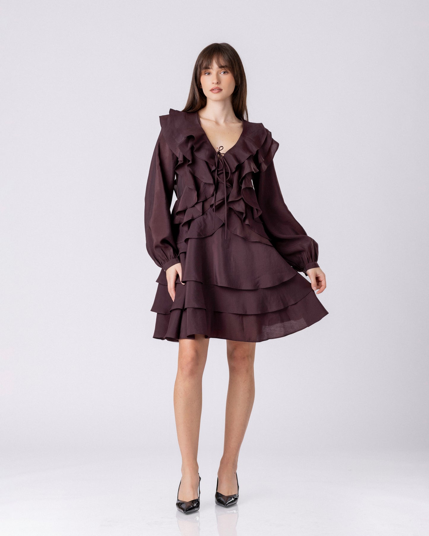Aria Cascade Ruffle Dress