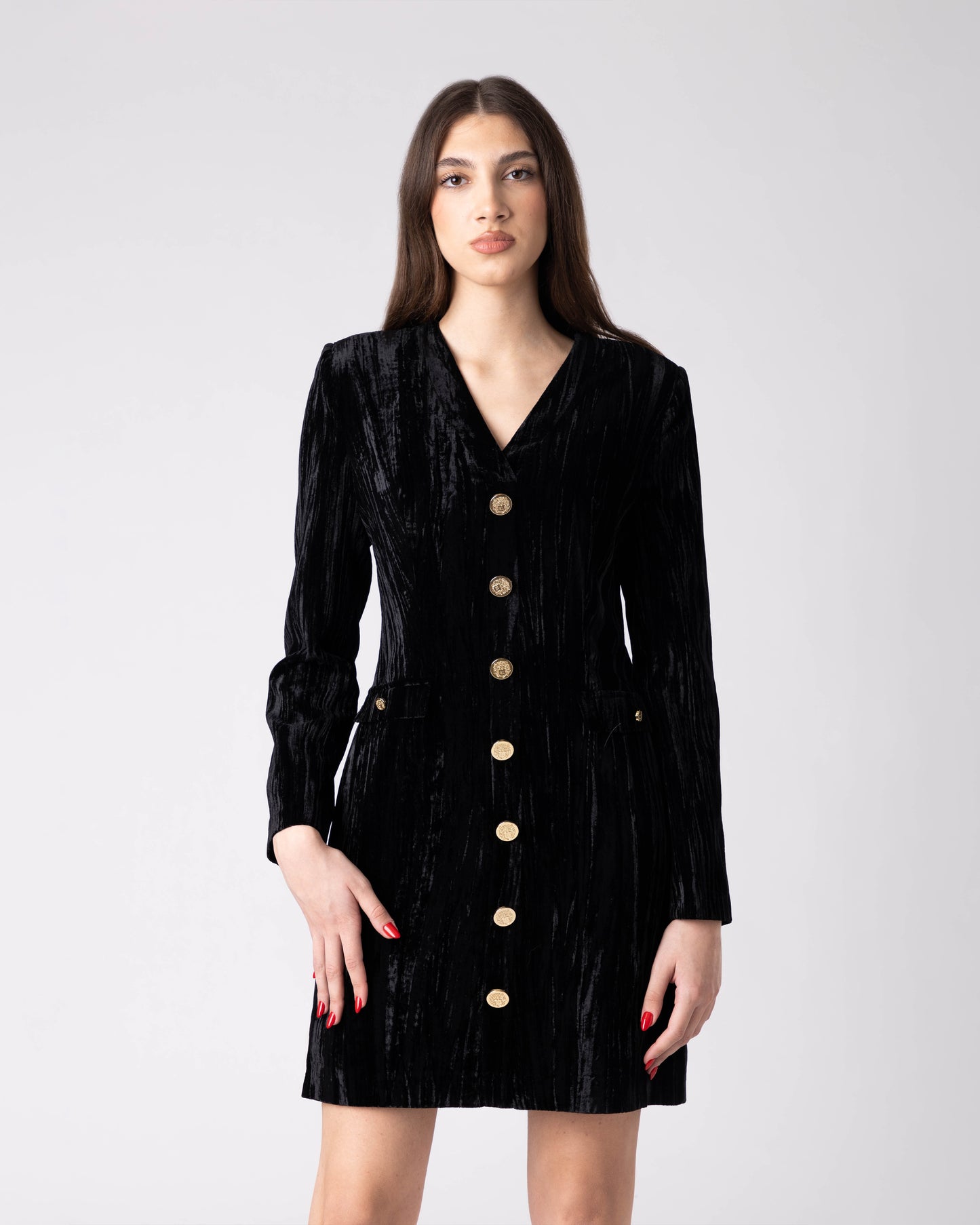 Auren Velvet Button Dress