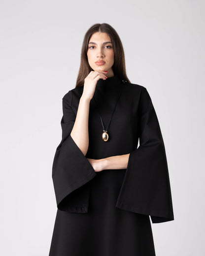 Elmyra Black Sculpted Midi Dress